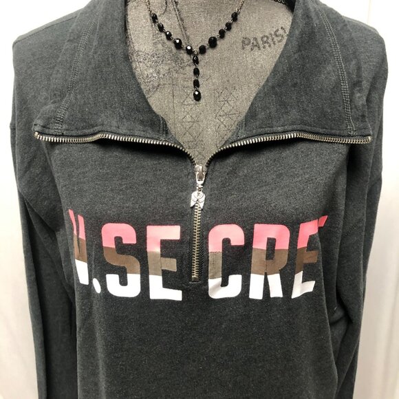 Victorias Secret Sweatshirt Gray Womens Size Medium Partial Zip Pullover - Picture 2 of 10